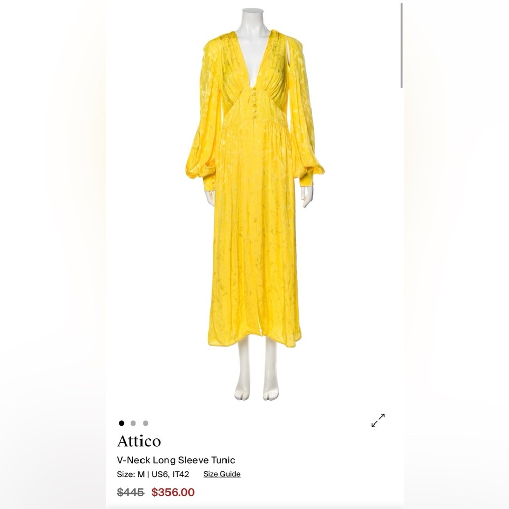 The Attico Yellow V-Neck Long Sleeve Tunic